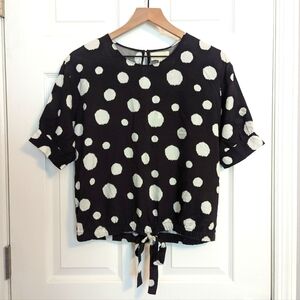 Nordstrom Melloday Black & White Polka Dot Short Sleeve Oversized Crop Top XS